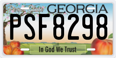 GA license plate PSF8298