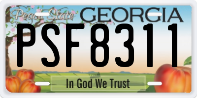 GA license plate PSF8311
