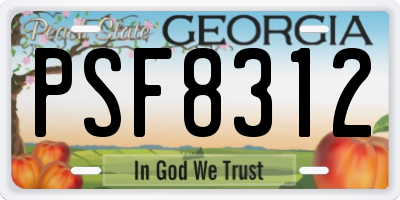 GA license plate PSF8312