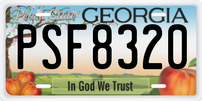 GA license plate PSF8320