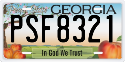 GA license plate PSF8321