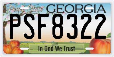 GA license plate PSF8322