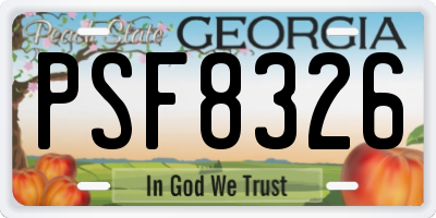 GA license plate PSF8326