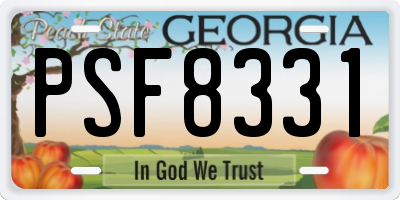 GA license plate PSF8331
