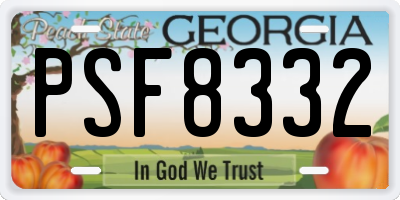 GA license plate PSF8332