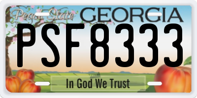 GA license plate PSF8333