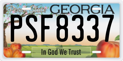 GA license plate PSF8337