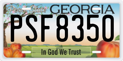 GA license plate PSF8350