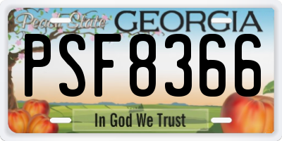GA license plate PSF8366