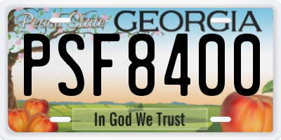 GA license plate PSF8400