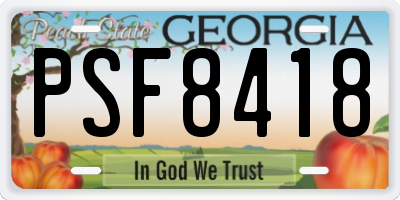 GA license plate PSF8418