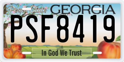 GA license plate PSF8419