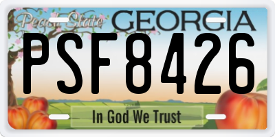 GA license plate PSF8426