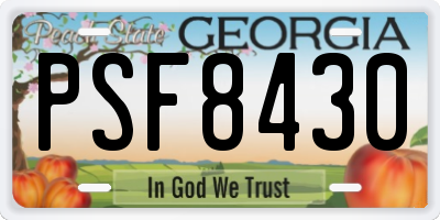 GA license plate PSF8430