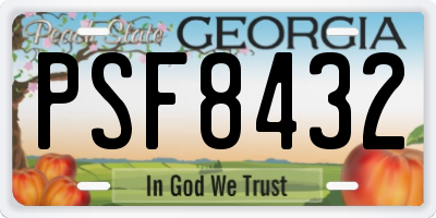 GA license plate PSF8432