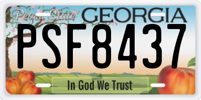 GA license plate PSF8437