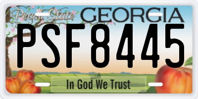 GA license plate PSF8445