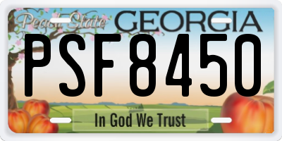 GA license plate PSF8450