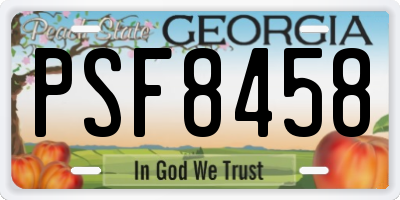 GA license plate PSF8458