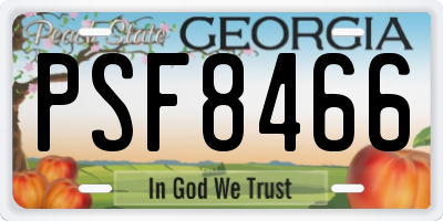 GA license plate PSF8466