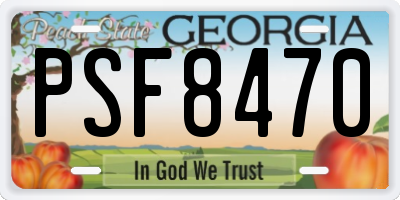 GA license plate PSF8470