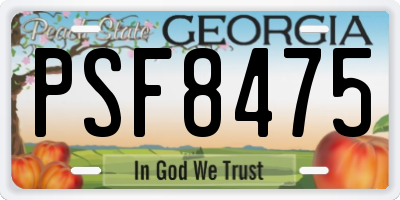 GA license plate PSF8475