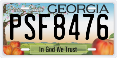 GA license plate PSF8476