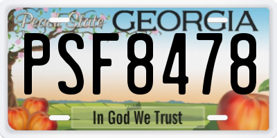 GA license plate PSF8478