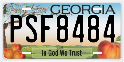 GA license plate PSF8484
