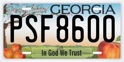 GA license plate PSF8600