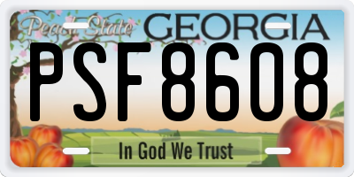 GA license plate PSF8608