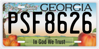 GA license plate PSF8626