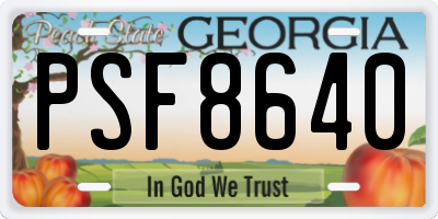 GA license plate PSF8640