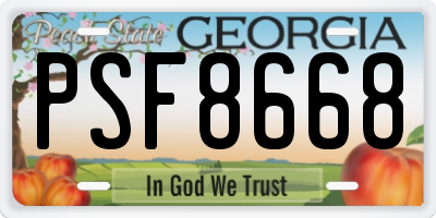 GA license plate PSF8668