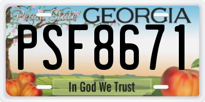 GA license plate PSF8671