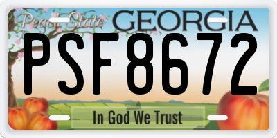 GA license plate PSF8672