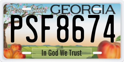 GA license plate PSF8674