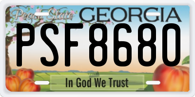 GA license plate PSF8680
