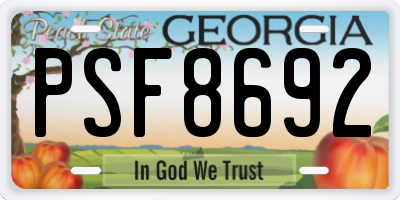 GA license plate PSF8692