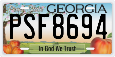 GA license plate PSF8694