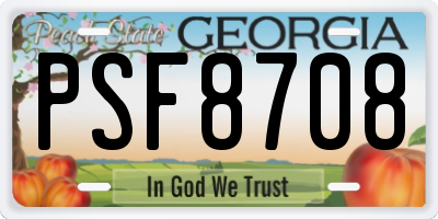 GA license plate PSF8708