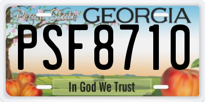 GA license plate PSF8710