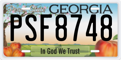 GA license plate PSF8748