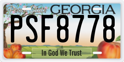 GA license plate PSF8778