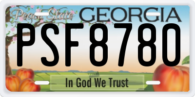 GA license plate PSF8780