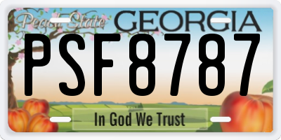GA license plate PSF8787