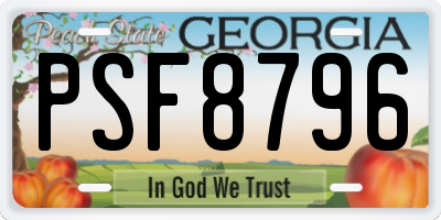 GA license plate PSF8796