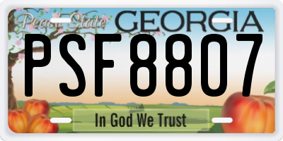 GA license plate PSF8807