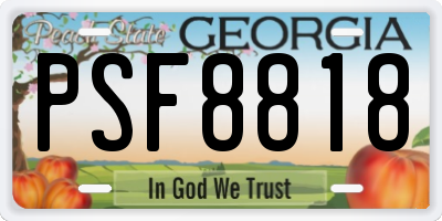 GA license plate PSF8818