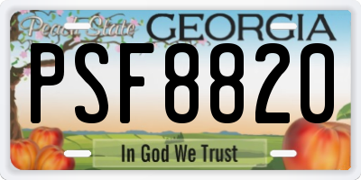 GA license plate PSF8820